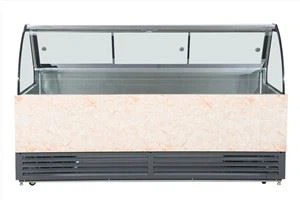 Kaarjas klaasist staatiline jahutav lihalett külmik